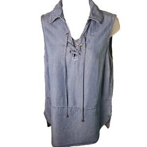 Jones New York Denim Look Collared Sleeveless  Small